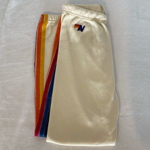 Aviator Nation 5 stripe sweatpants size xs color vintage white